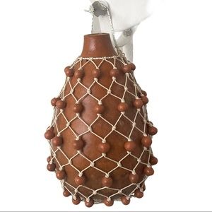 Vintage Shekere with wood beads, gourd, African.